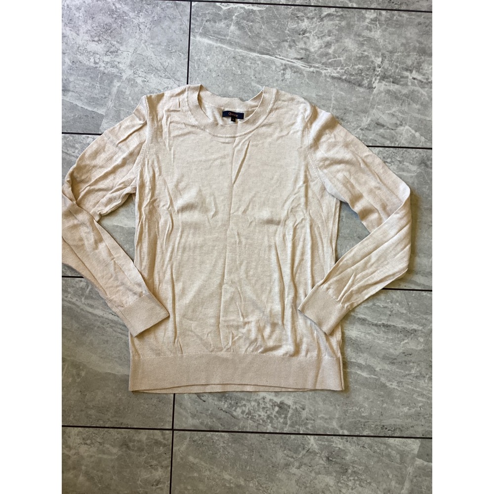Quince Lightweight Cotton Cashmere Crew Sweater Heather Oatmeal M LB30091-WFVSHP